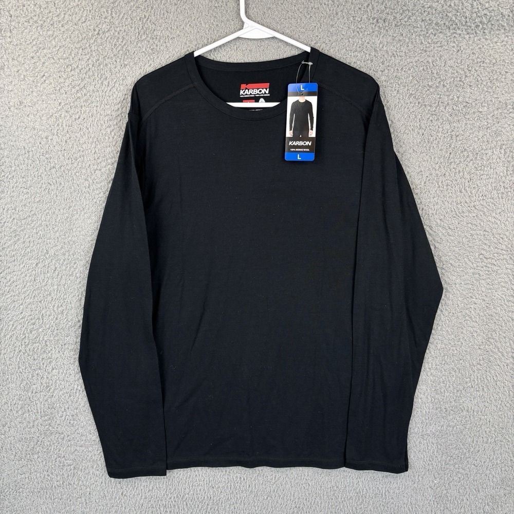 NEW Karbon Merino Wool Long Sleeve T-Shirt Mens Large Black Base Layer Canada